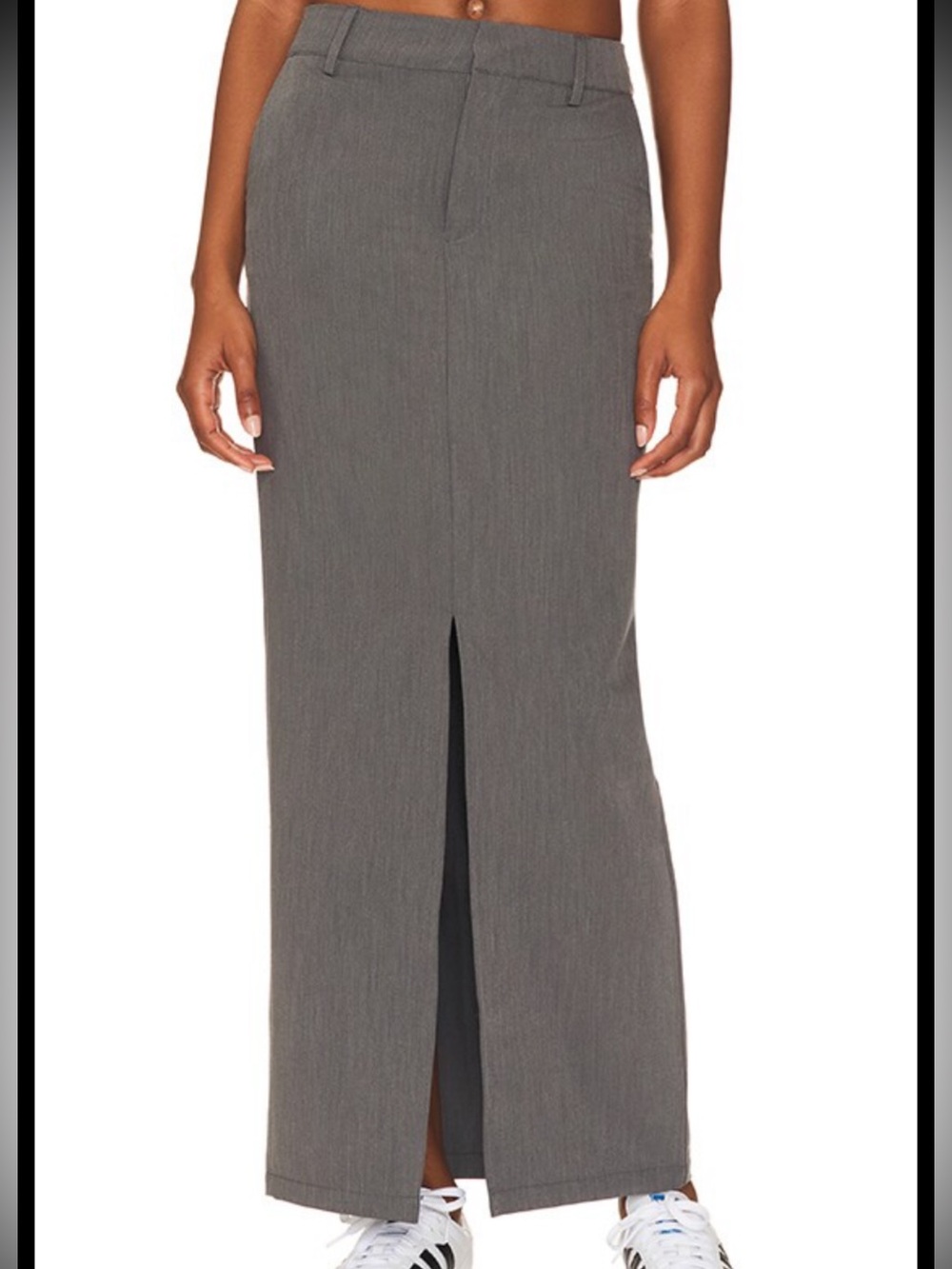 Superdown Gray Maxi Pencil Skirt with Front Slit